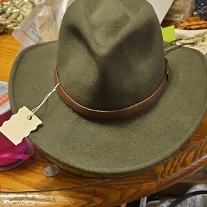 Green Felt Hat with Brown Band